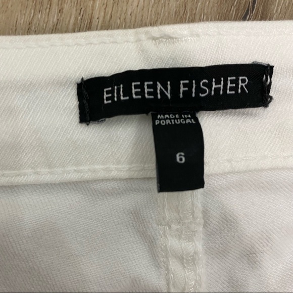 Eileen Fisher Straight Leg Organic Cotton White Jeans - Picture 4 of 9